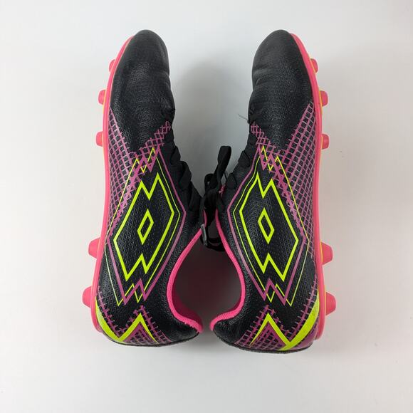 Girls Soccer Cleats Size 3.5 Lotto Forza Elite 3 JR Neon Pink Yellow 80s Bright - Picture 5 of 10